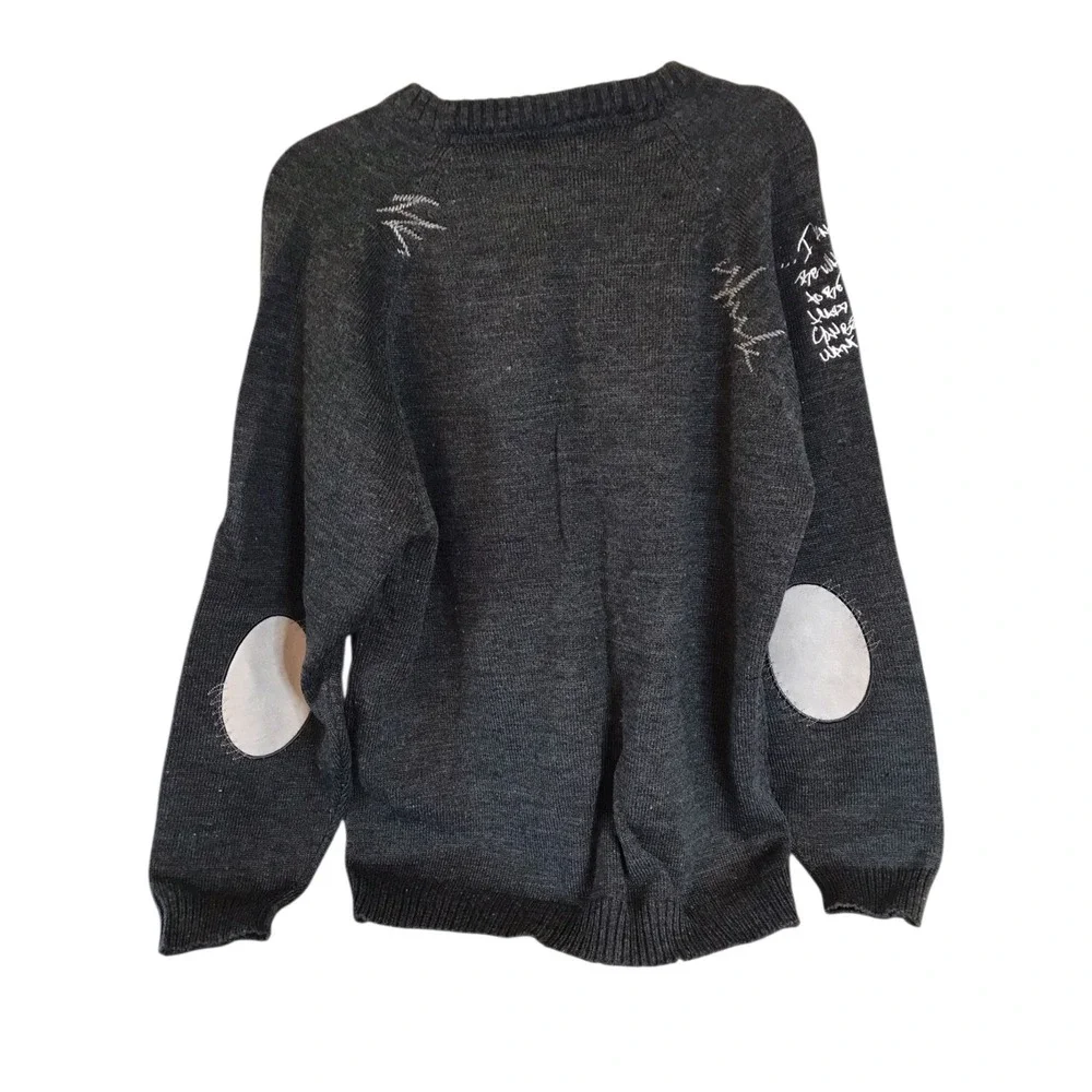 10th Anniv Mecca Sweater Men's Size Blk Gray Long Sleeve Free Beanie Y2K M 10-12